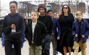 Angelina Jolie and Her Children Caught on Camera Selling Organic Dog Treats 