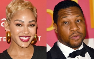 Meagan Good Sticks by Jonathan Majors' Side as They Walk Hand-in-Hand During His Court Appearance