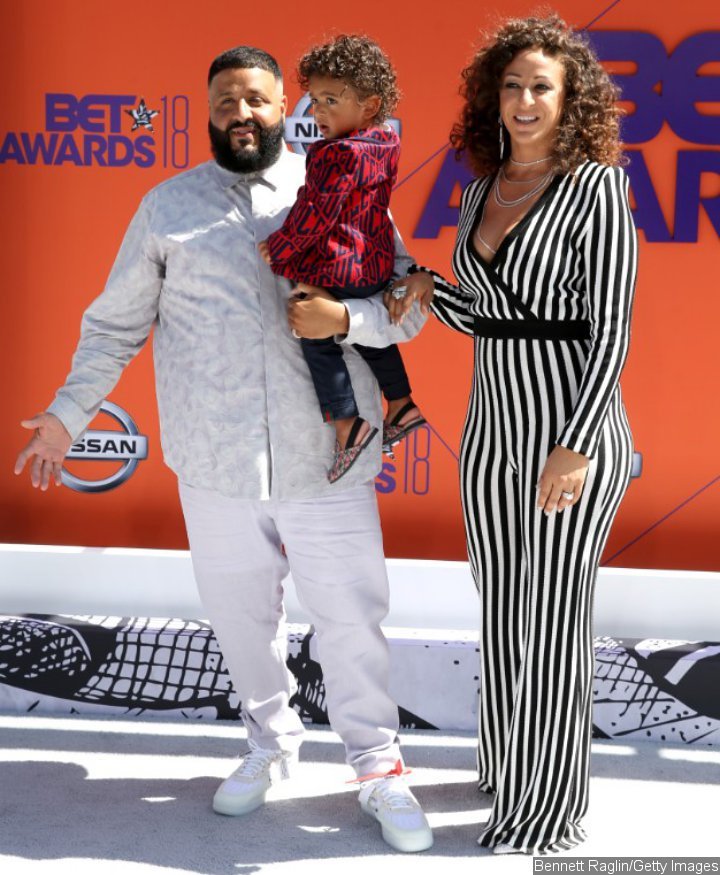 DJ Khaled, son Ashad and wife Nicole Tuck at the 2018 BET Awards