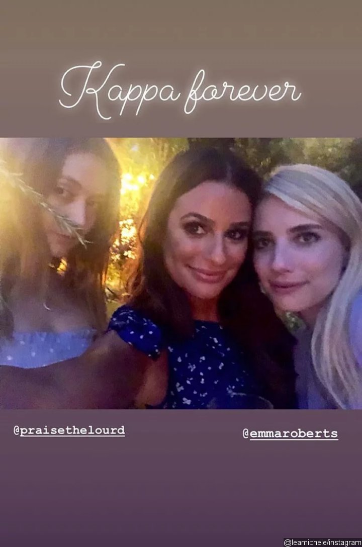 Lea Michele poses with Billie Lourd and Emma Roberts