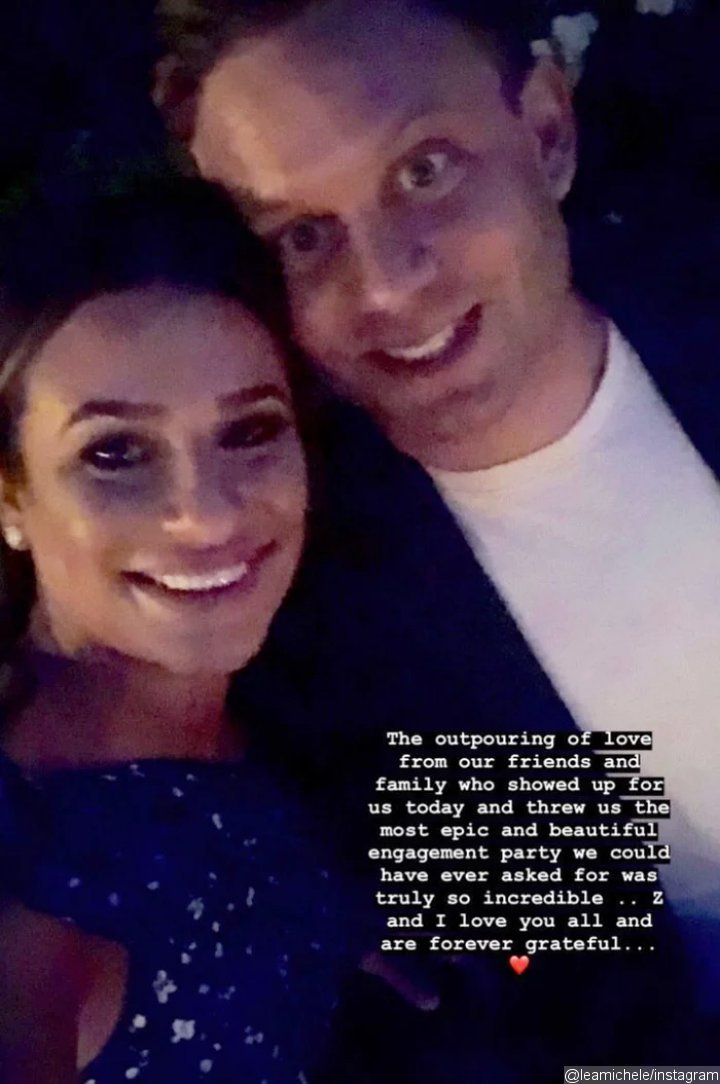 Lea Michele and Zandy Reich at star-studded engagement party