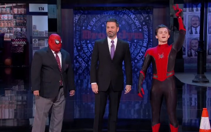 Tom Holland Loses His Spider-Man's Mask on 'Jimmy Kimmel Live!'