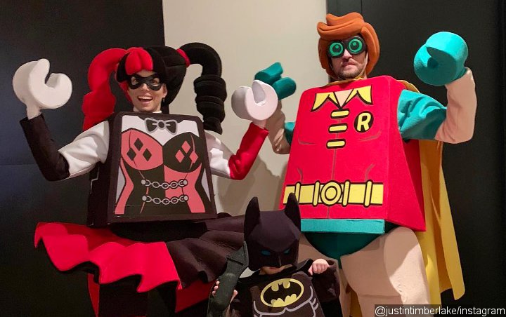 Justin Timberlake and Jessica Biel Take Son Around City in 'Lego Batman' Costumes