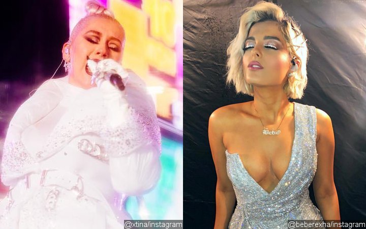 Christina Aguilera, Bebe Rexha Withstand Torrential Downpour for New Year Rockin' Eve 