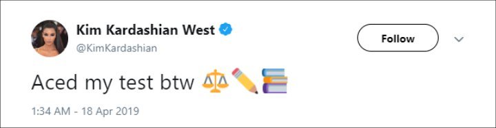 Kim Kardashian gave updates on her law study.