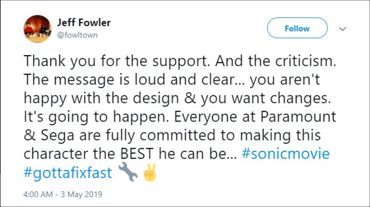 'Sonic the Hedgehog' Director Promises to Fix Design After Major Backlash