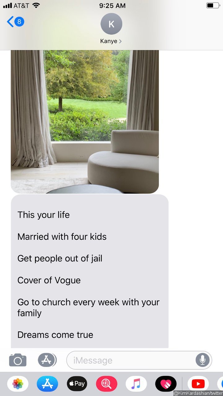 Kanye West and Kim Kardashian's text conversation.