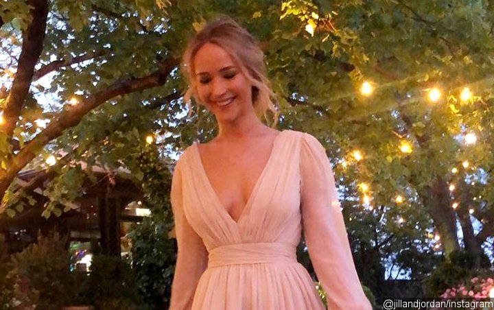 Jennifer Lawrence Dazzles in Peach at Her Private Engagement Party 