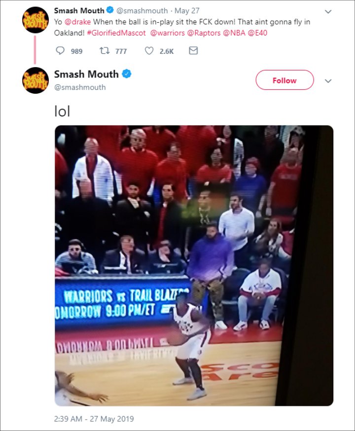 Smash Mouth's Twitter post.