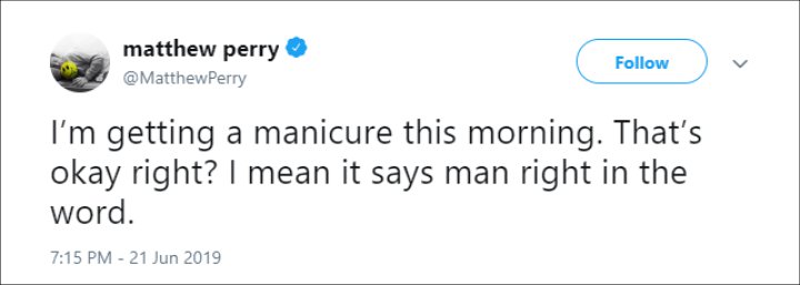 Matthew Perry's Twitter post.
