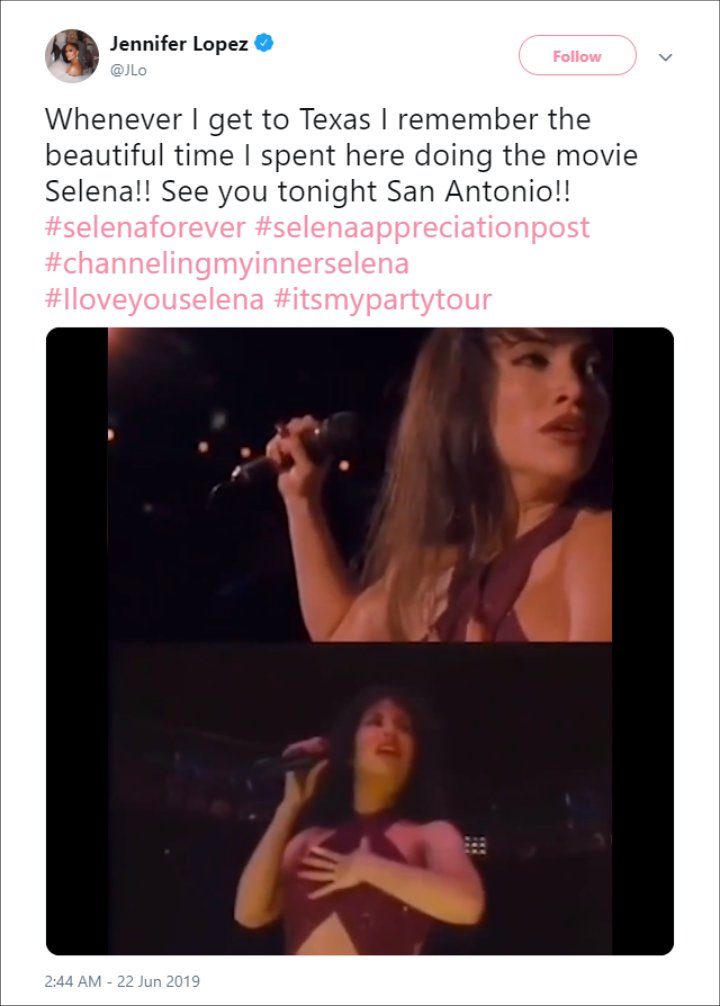 Jennifer Lopez's Twitter post.