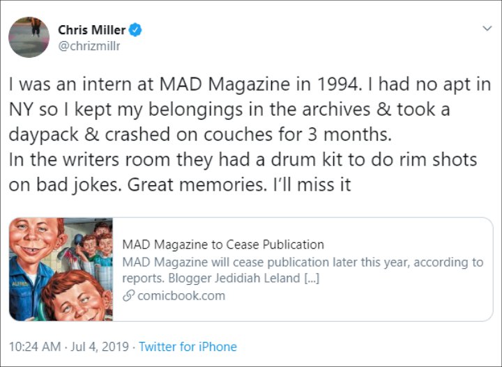 Chris Miller Reacts to the Demise of Mad Magazine