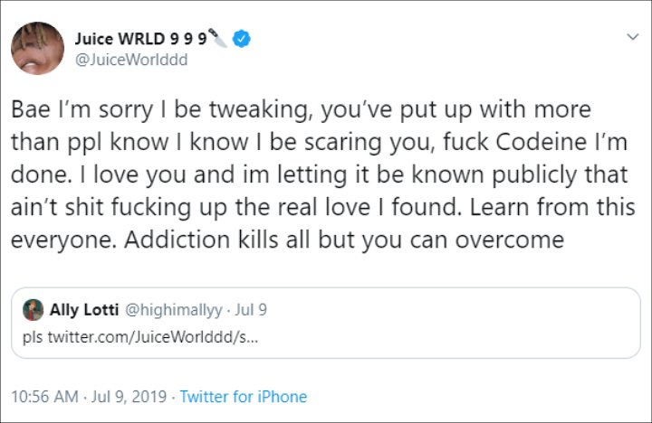 Juice WRLD Declares His Intention to Stop Using Drugs