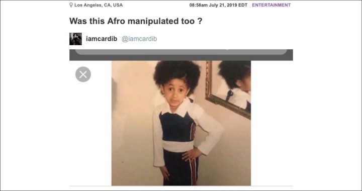 Cardi B Shows Her Natural Afro Hair to Deny Blackfishing Accusations