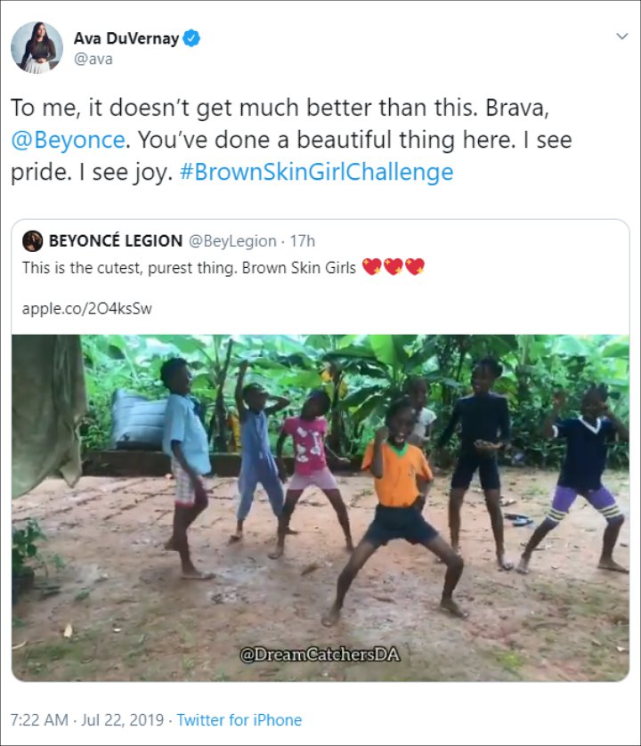 Ava DuVernay Takes Part in #BrownSkinGirlChallenge