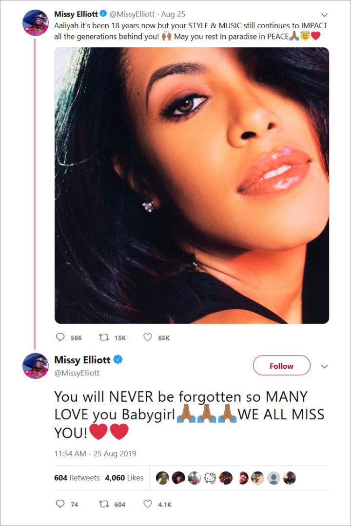 Missy Elliott Pays Tribute to Aaliyah on 18th Death Anniversary