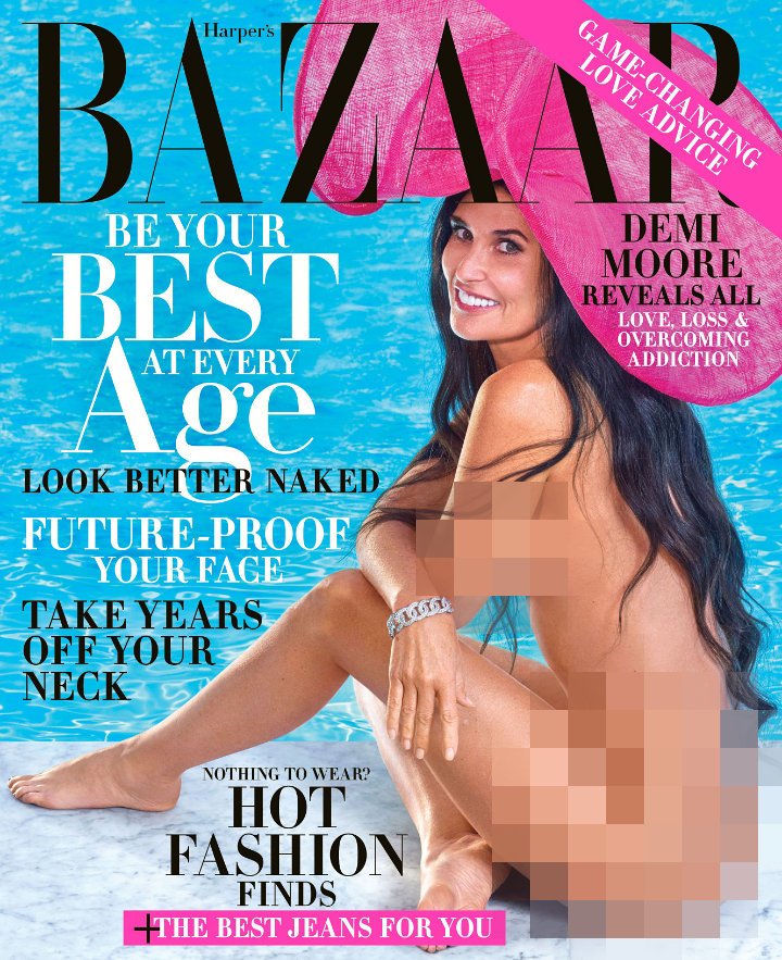 Demi Moore Strips Completely Naked for Harper's Bazaar