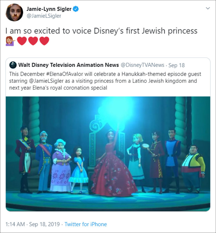 Jamie-Lynn Sigler tweets Disney's Princess announcement