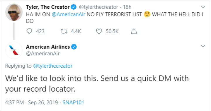 Tyler, the Creator Claims He's Placed on American Airlines' 'No Fly Terrorist List'