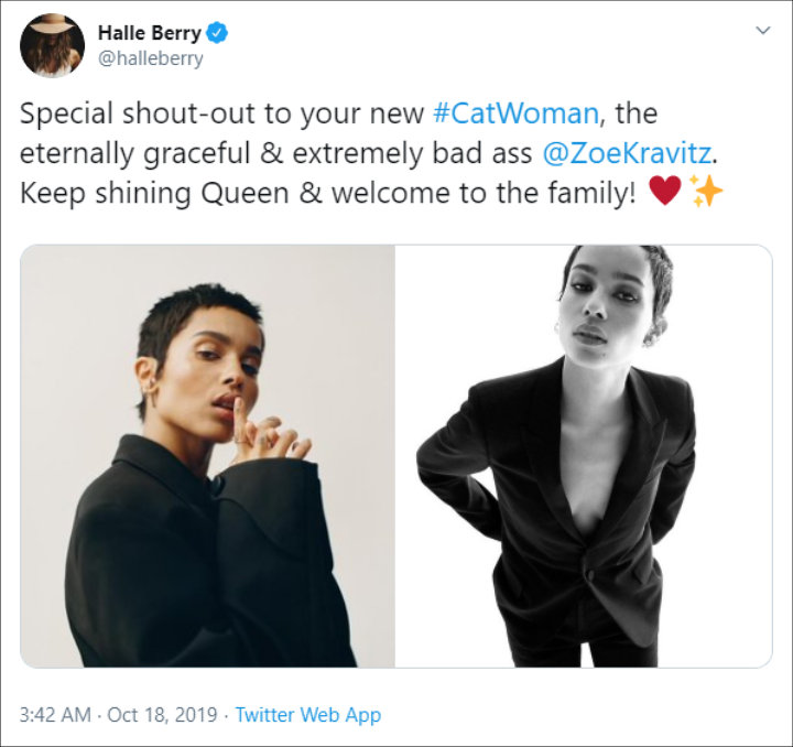 Halle Berry congratulated Zoe Kravitz