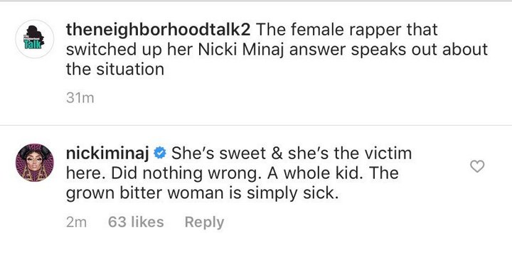 Nicki Minaj offers the olive branch