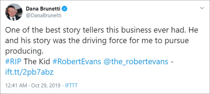 Dana BrunettiPays Tribute to Robert Evans