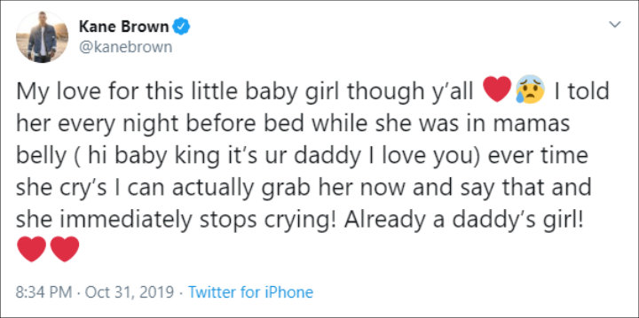 Kane Brown gushes about fatherhood