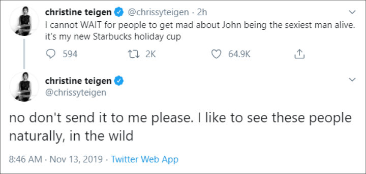 Chrissy Teigen Reacts to John Legend SMA on Twitter