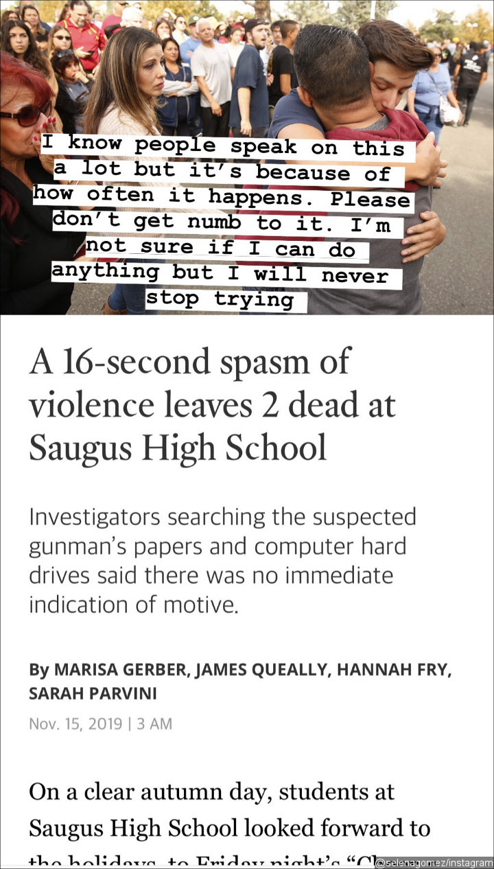 Selena Gomez Reacts to Saugus High School Shooting