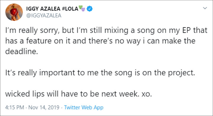 Iggy Azalea apologizes on Twitter
