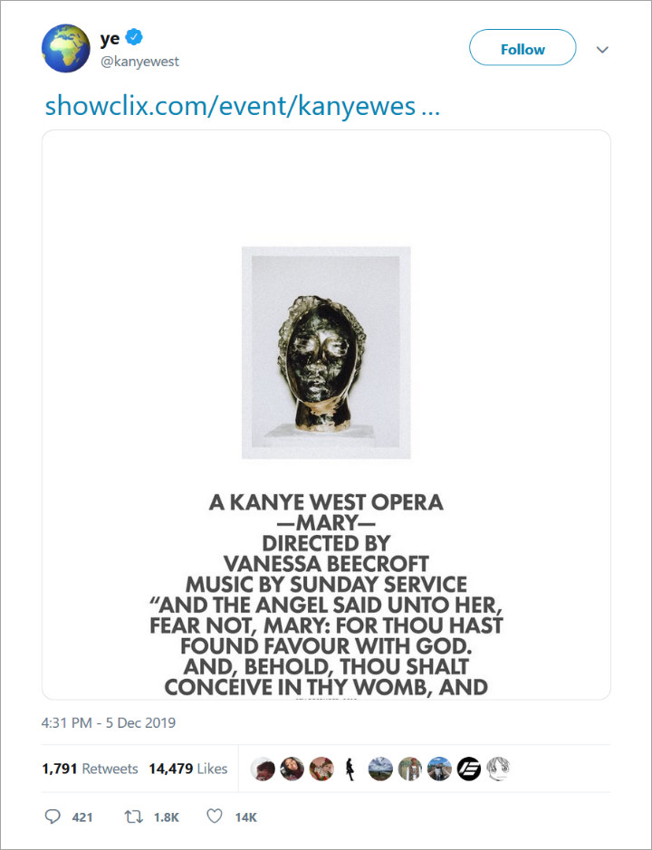 Kanye West Announces Biblical Opera 'Mary' in Miami