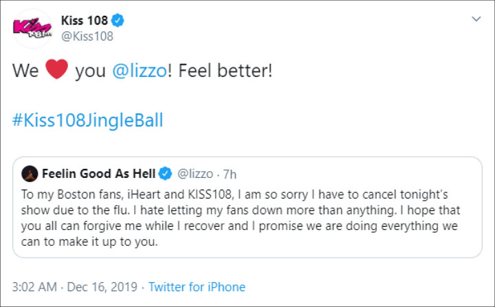 Lizzo Forced to Cancel Jingle Ball Performance in Boston