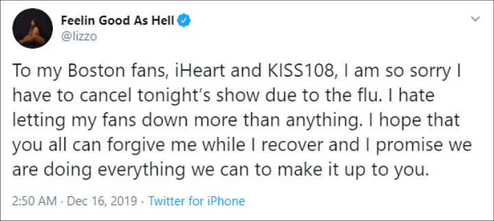 Lizzo Cancels Hot 93.7 Jingle Jam Performance Due to Flu