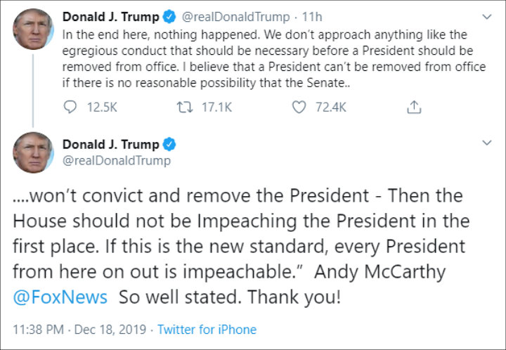 Donald Trump Reacts to His Impeachment