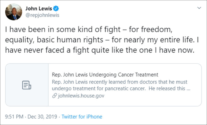 John Lewis' battle against cancer