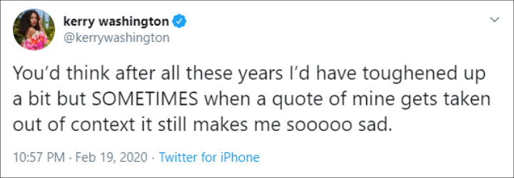 Kerry Washington Saddened by Quote That Was Taken Out of Context