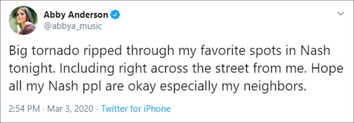 Abby Anderson is OK after Nashville tornado