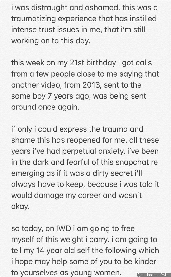 Madison Beer Forgives Herself for Leaked Explicit Photos and Videos