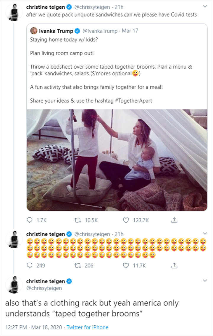 Chrissy Teigen Takes a Jab at Ivanka Trump