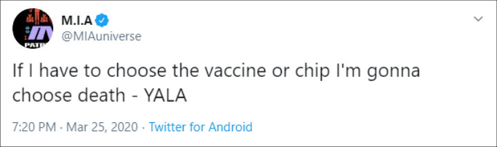 M.I.A. on vaccine