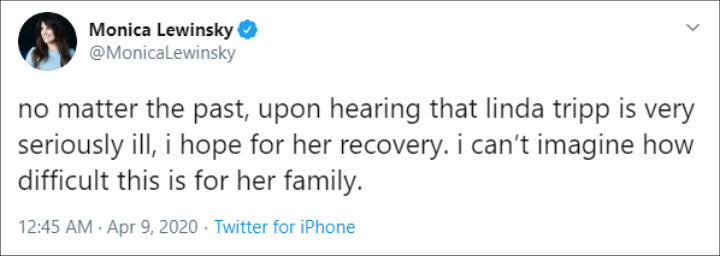 Monica Lewinsky Reached Out to Linda Tripp's Family Before Her Death