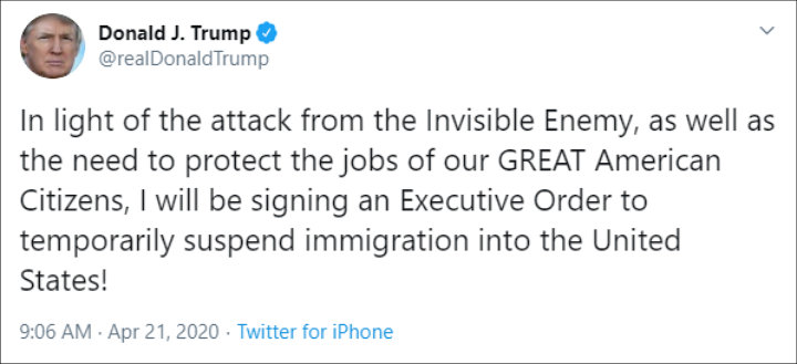 President Trump to Ban All Immigration to the U.S. in Light of Coronavirus Pandemic