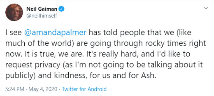 Neil Gaiman splits from Amanda Palmer