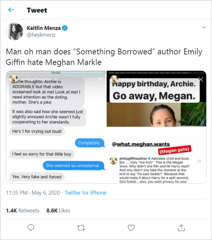 Emily Giffin Criticized Meghan Markle