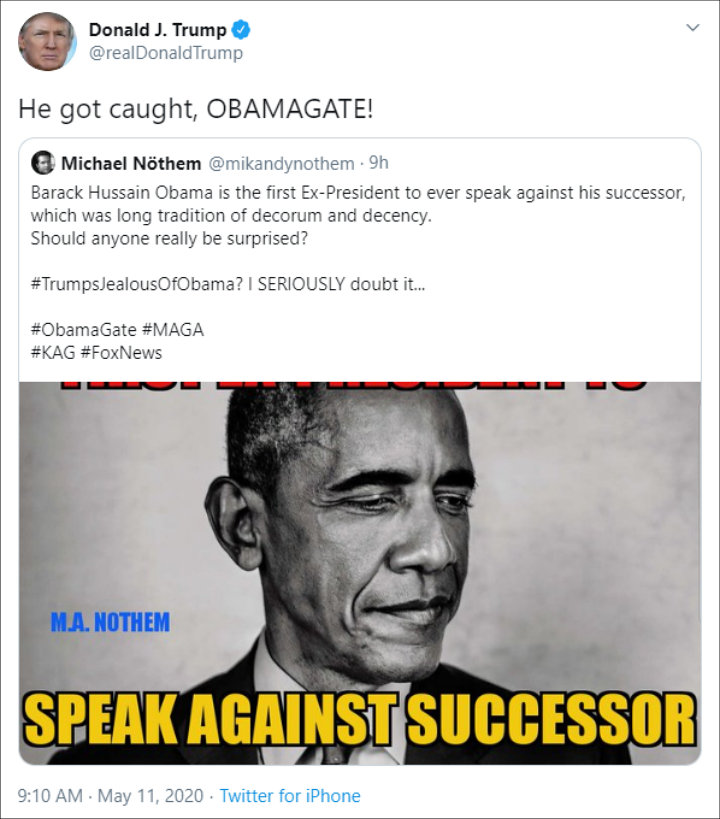 Donald Trump Claps Back on Twitter After Barack Obama Criticizes His Coronavirus Response