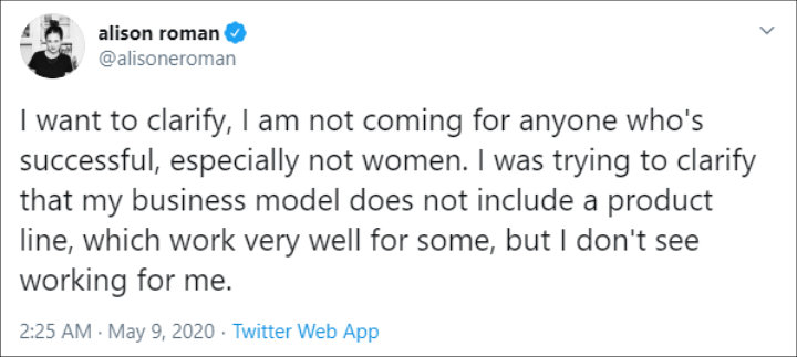 Alison Roman defended herself