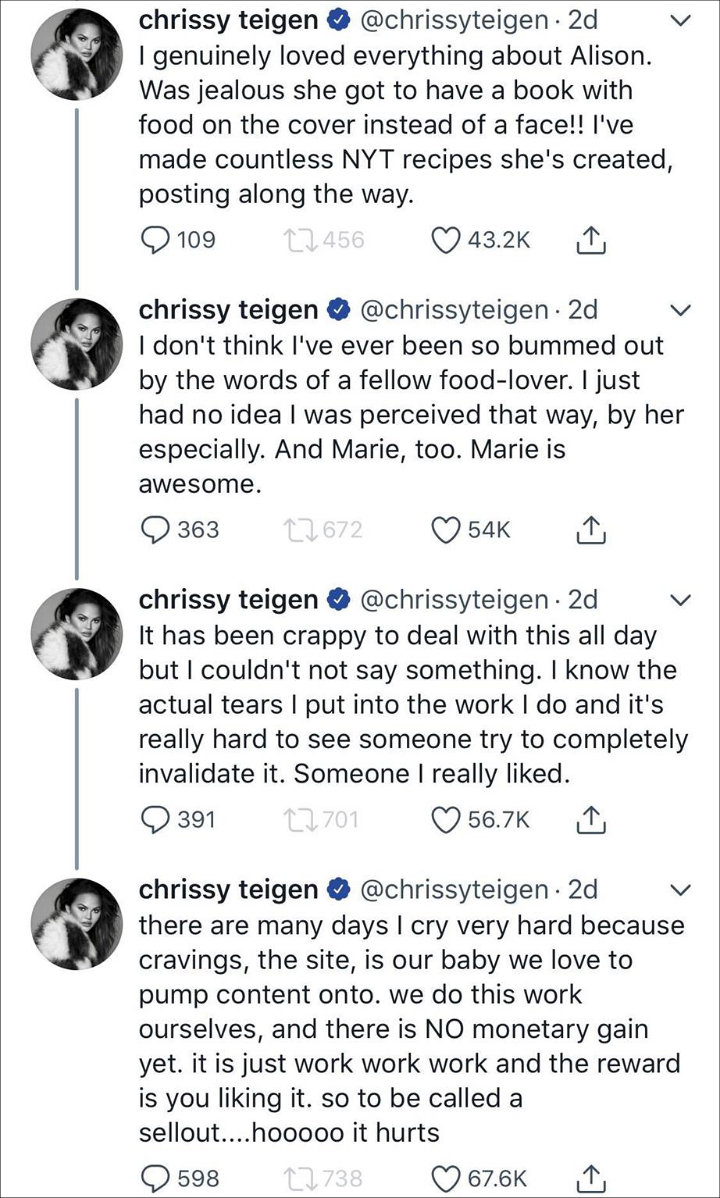 Chrissy Teigen and Alison Roman beef