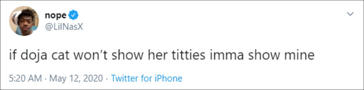 Lil Nas X Offers to Show His Boobs In Lieu of Doja Cat's