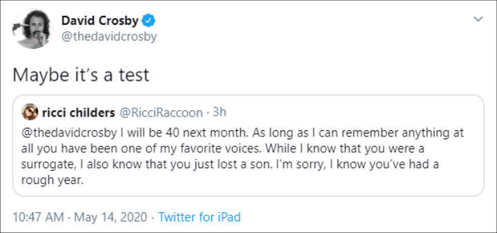 David Crosby's Twitter Post 2