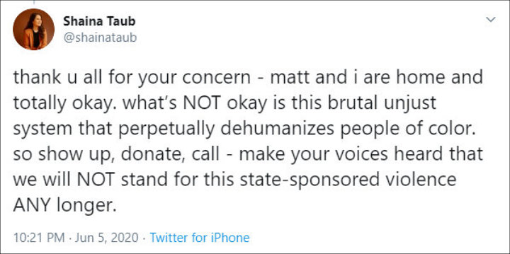 Shaina Taub's Twitter Post 01